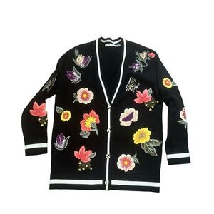 Alice + Olivia Bradford Embroidered Cardigan Sweater Sz XS
